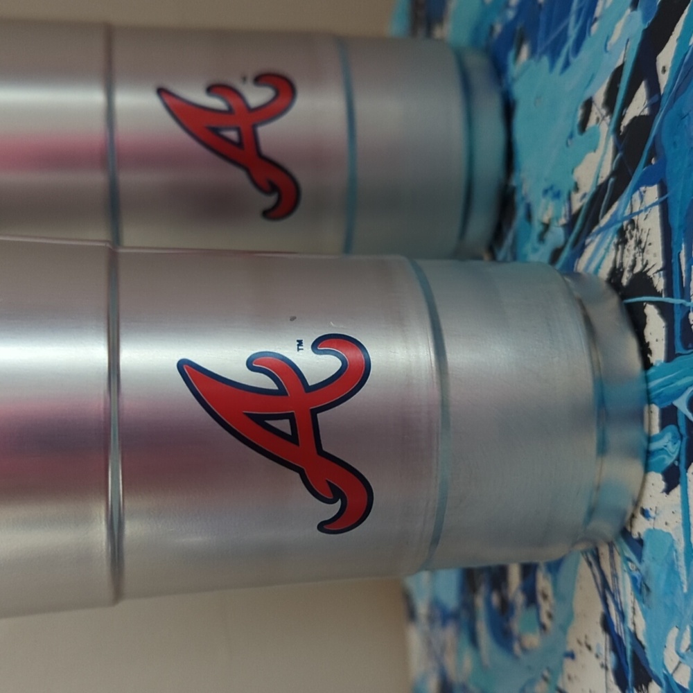 Pair Atlanta Braves Aluminum Cups 2024 Truist Park Drinkware Baseball Cup 12oz.